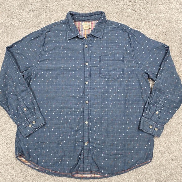 Carbon 2 Cobalt Shirt Mens XL Blue Polka Dot Confetti Sprinkles Button Casual - Picture 2 of 11